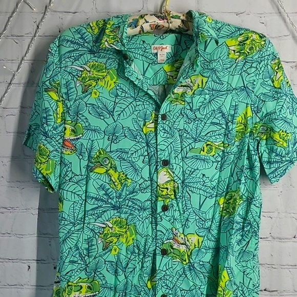 Cat & Jack Tropical Vibrant Dinosaur Dino Button Down Shirt Youth Size XL 16 - Picture 5 of 17